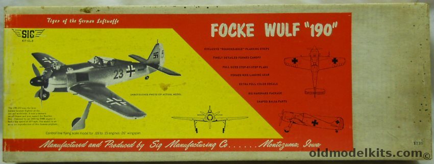 SIG Focke-Wulf FW-190 - 26 Inch Wingspan Control Line Flying Scale Aircraft - (Ex-Berkeley), CL-8 plastic model kit